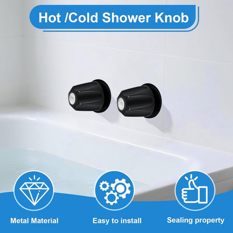 Coolfell Bathtub Shower Trim kit, 2 Piece Metal Matte Black Shower Knob Replacement Kit, Compatible with Price Pfister Valve, Shower 2 Faucet Handle Repair Kit with Shower Stems, Seats Parts, Flanges - Image 2